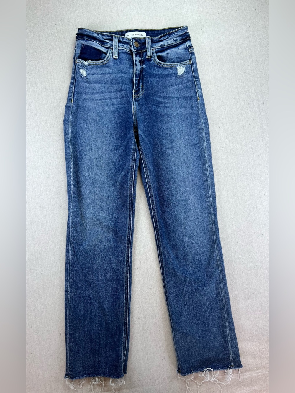 Flying Monkey Woman’s Relaxed High-Rise Straight Jeans in Dark Blue - Size 25